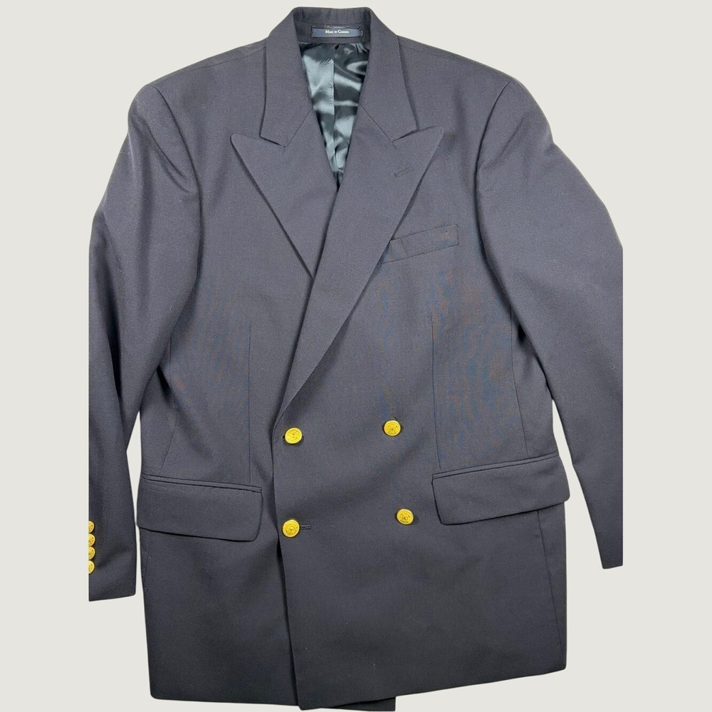 40R‎  Vintage Chaps Ralph Lauren Double Breast Gold Button Wool Jacket Blazer